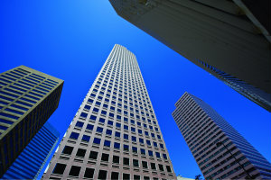 high-rise buildings against blue sky